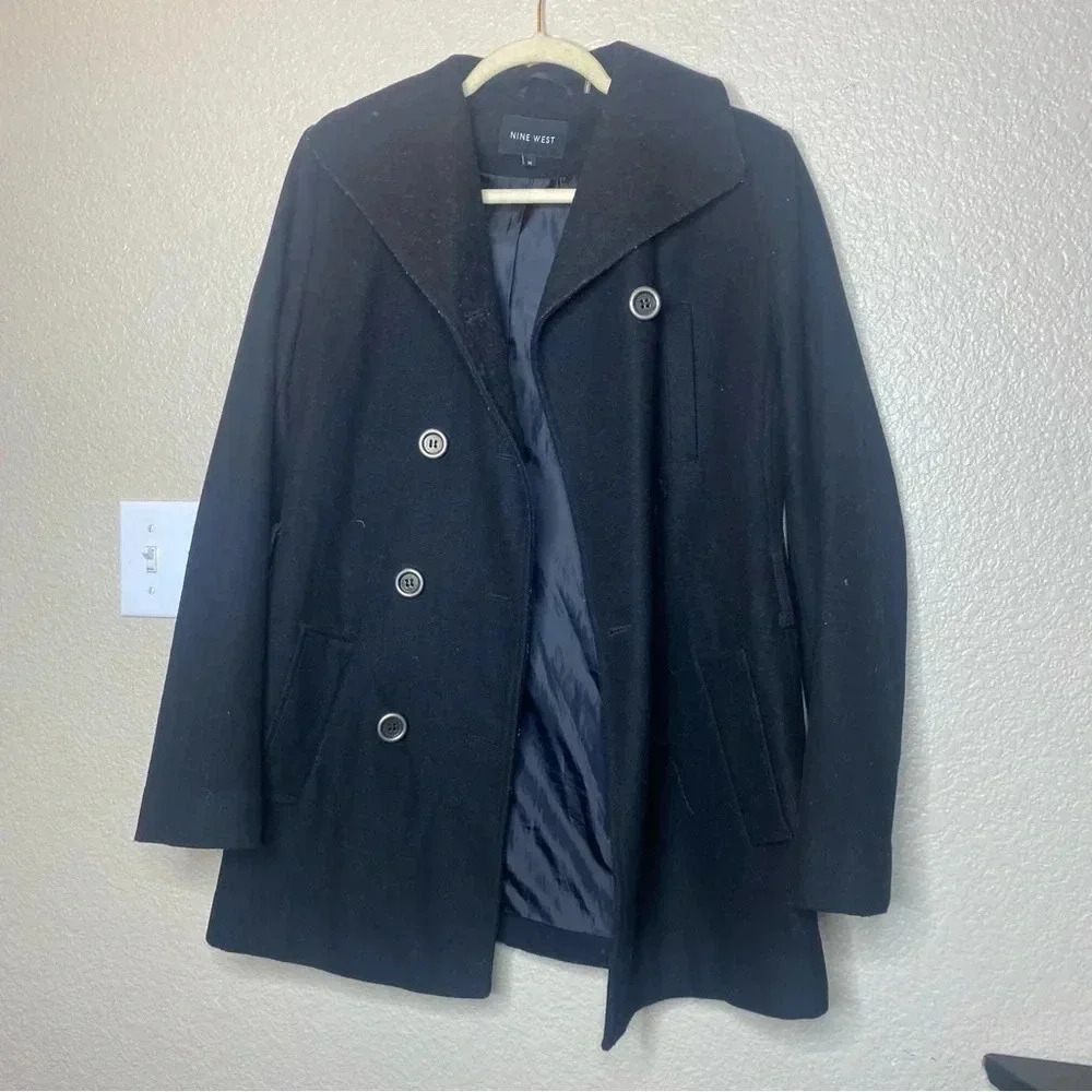 Nine West Women Black Wool Peacoat size medium -FINAL